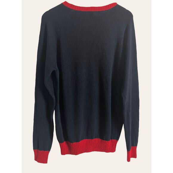 Eleventy Black Red Colorblock Crewneck Cotton Blend Pullover Sweater Size XL - Picture 6 of 9